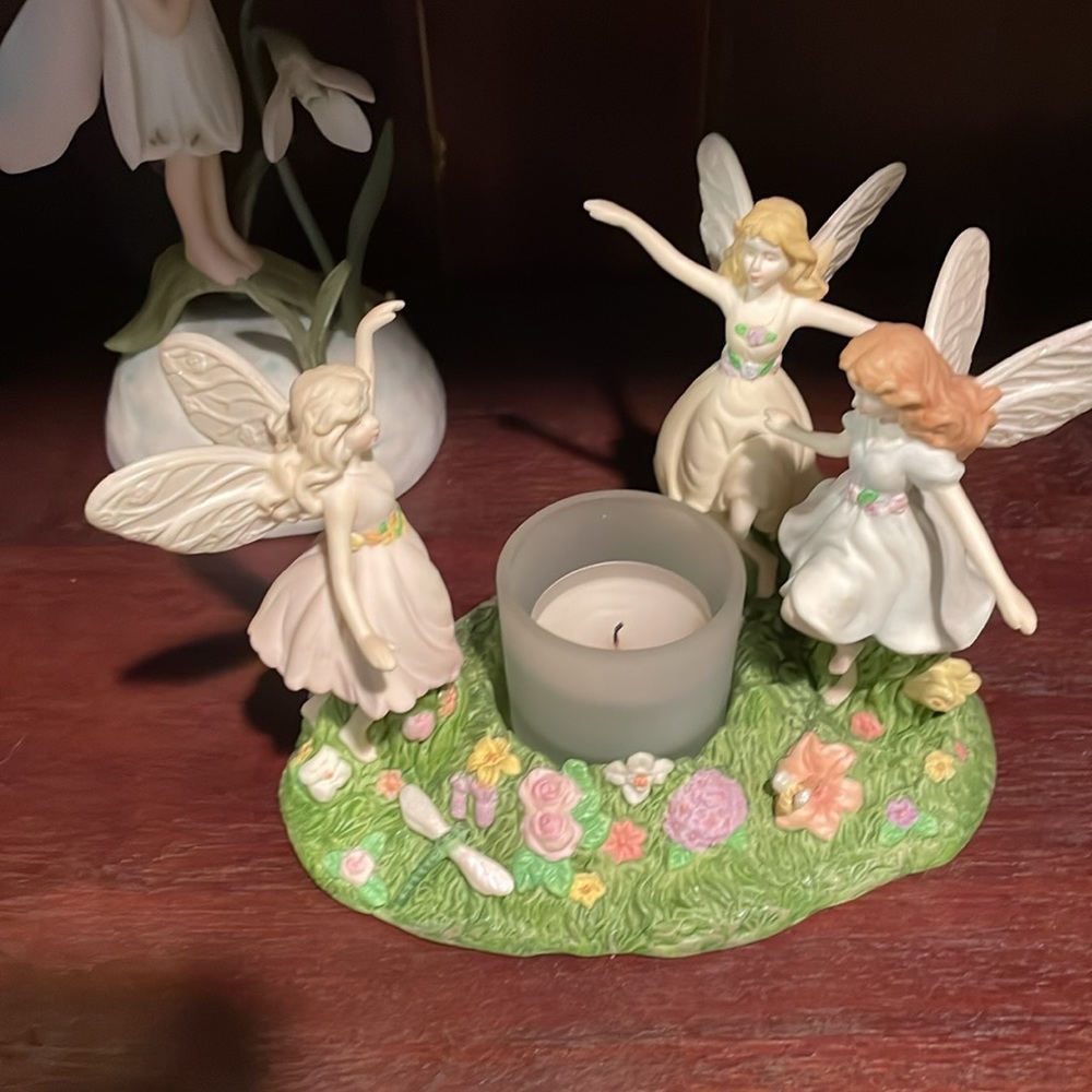Partylite Dance of the Fairies P7339 Porcelain Candle Holder